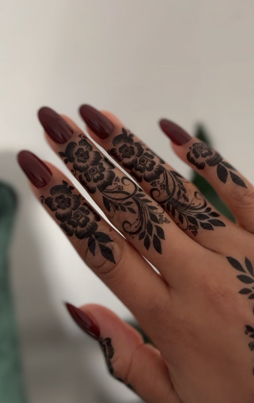 Black Henna Tattoo: NASHWA (Both Hands)