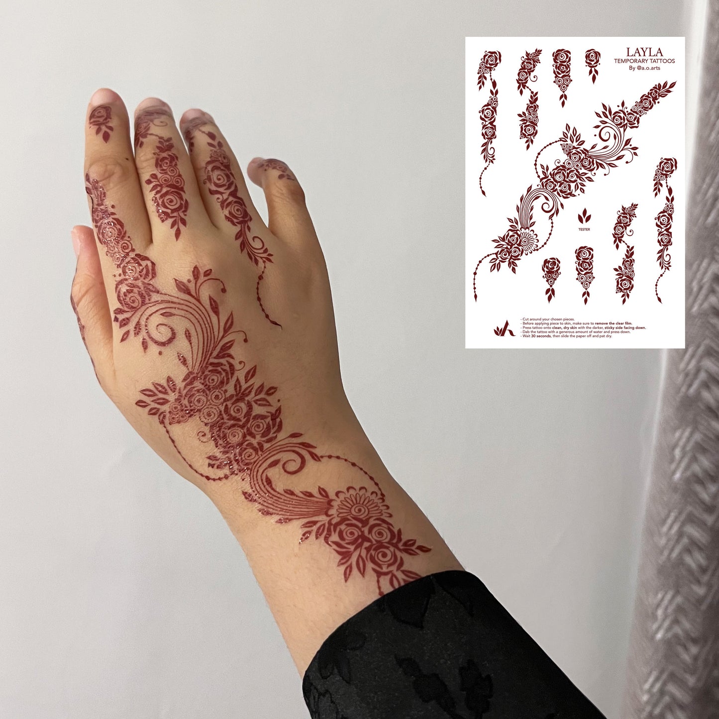 Maroon Henna Tattoo: LAYLA