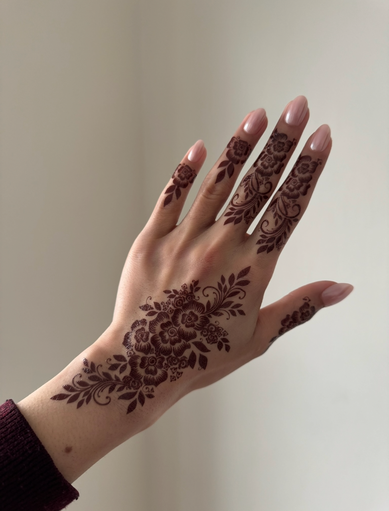 Brown Henna Tattoo: NASHWA (Both hands)