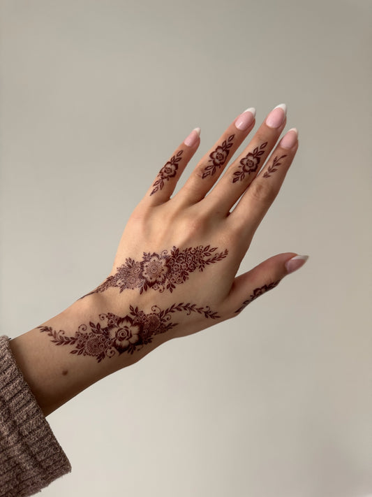 Brown Henna Tattoo: HAYAT (Both hands)