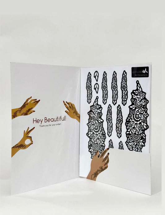 Henna Stencil: LA FLORA (Both Hands)